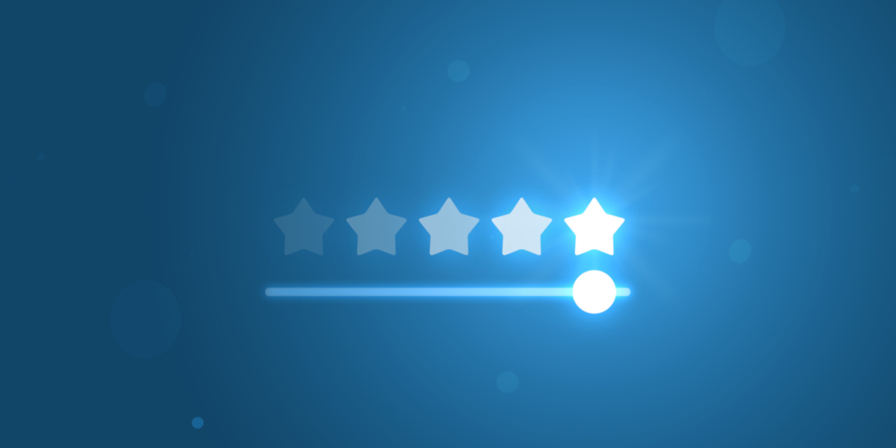 Five star rating review slider bar button background of best ranking service quality satisfaction or 5 score customer feedback rate symbol and success evaluation user experience on excellent stars.